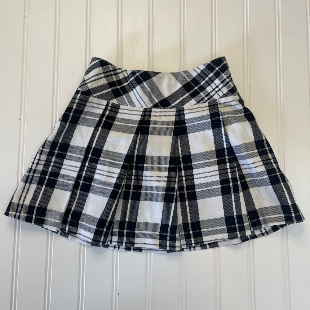 Boutique Kellys Kids Girls Black White Plaid Pleated Skirt Size XS 3T 4T Uniform